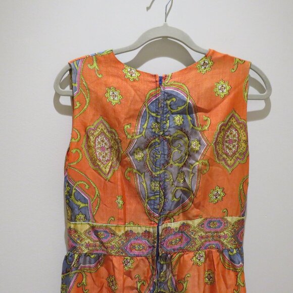 VINTAGE BARD'S TORONTO 1970s Paisley Satin Maxi Dress Multicolor Retro Boho - Picture 12 of 15